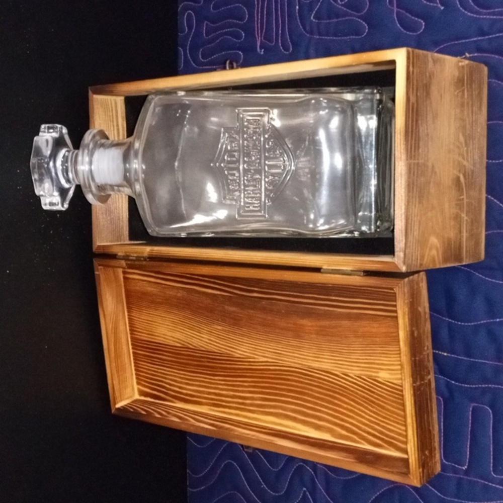 Harley-Davidson Square 32 oz. Decanter w/Bar and Shield Shaped Stopper